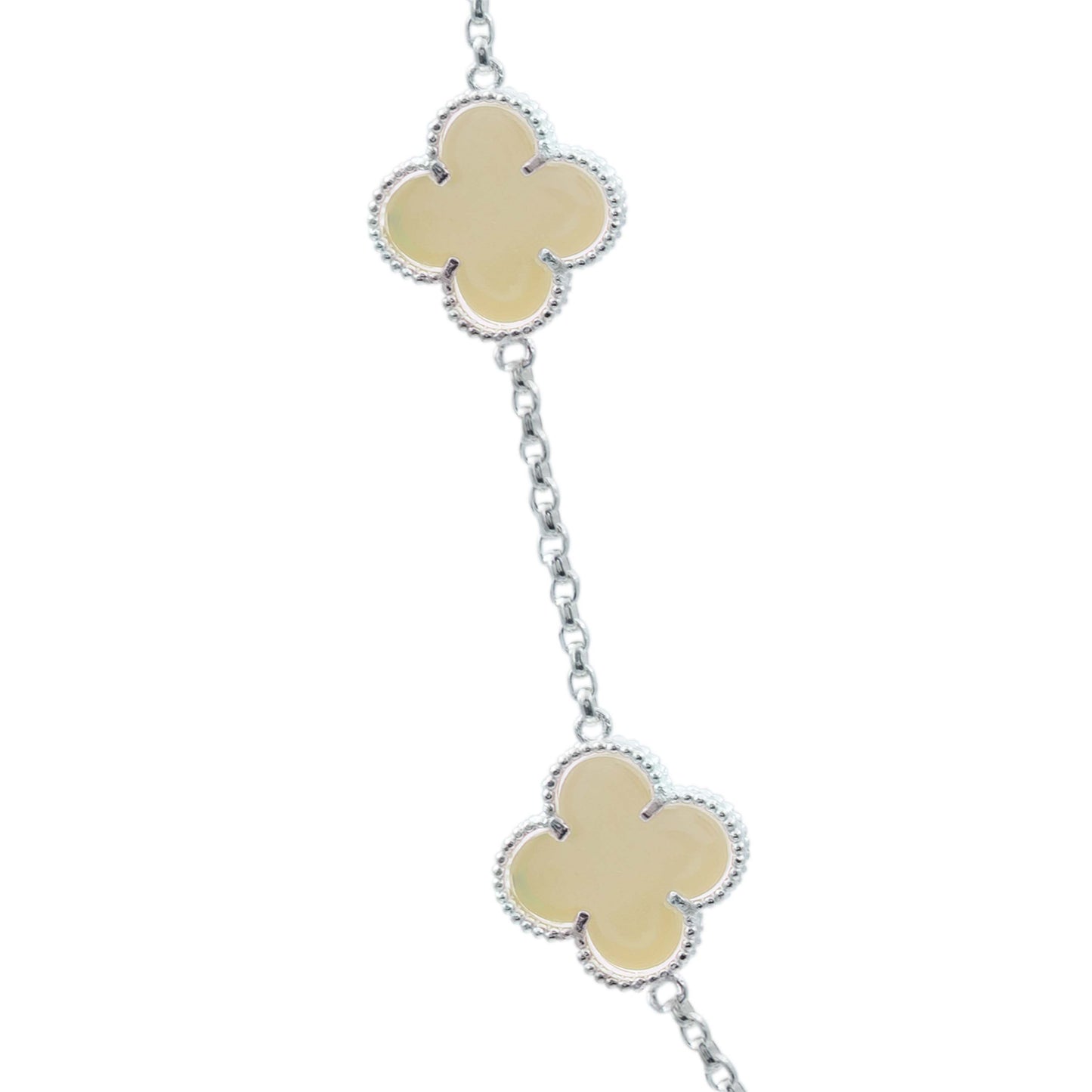 Cadena Con Dijes Trebol Esmaltado Corridos Plata 925 65 Cm