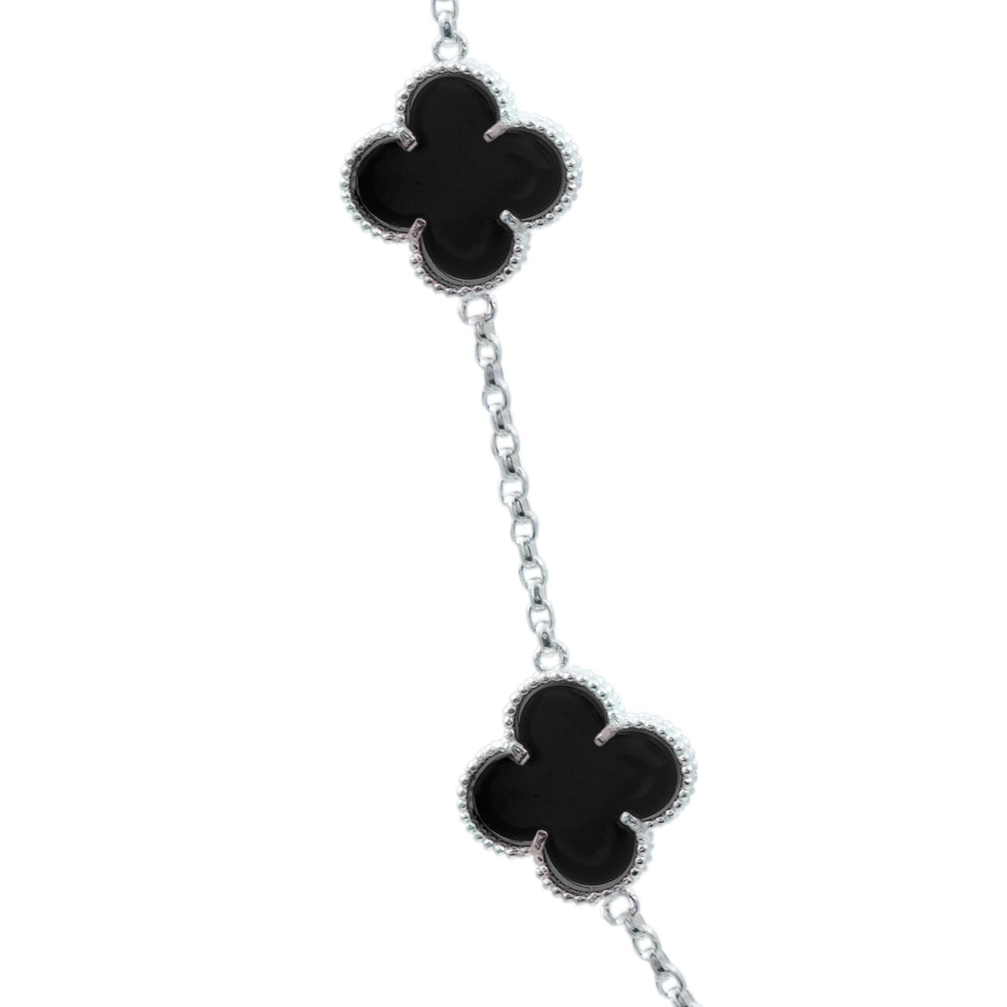 Cadena Con Dijes Trebol Esmaltado Corridos Plata 925 65 Cm