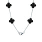 Cadena Con Dijes Trebol Esmaltado Corridos Plata 925 65 Cm