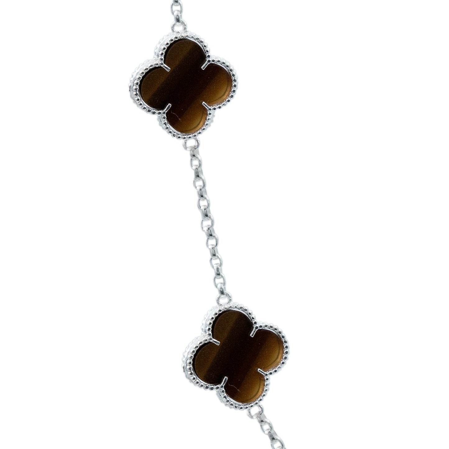 Cadena Con Dijes Trebol Esmaltado Corridos Plata 925 65 Cm