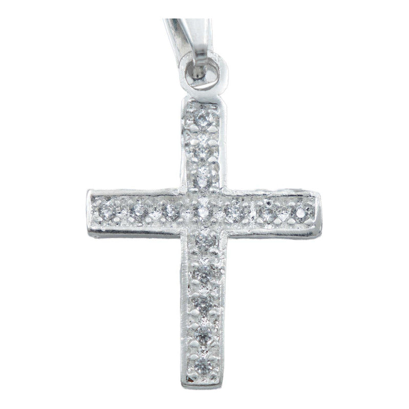 Dije Cruz Chica Zirconias Hombre Mujer Plata925 3.2 Cm Blanco Alto/ancho 3.2 Cm X 1.7 Cm