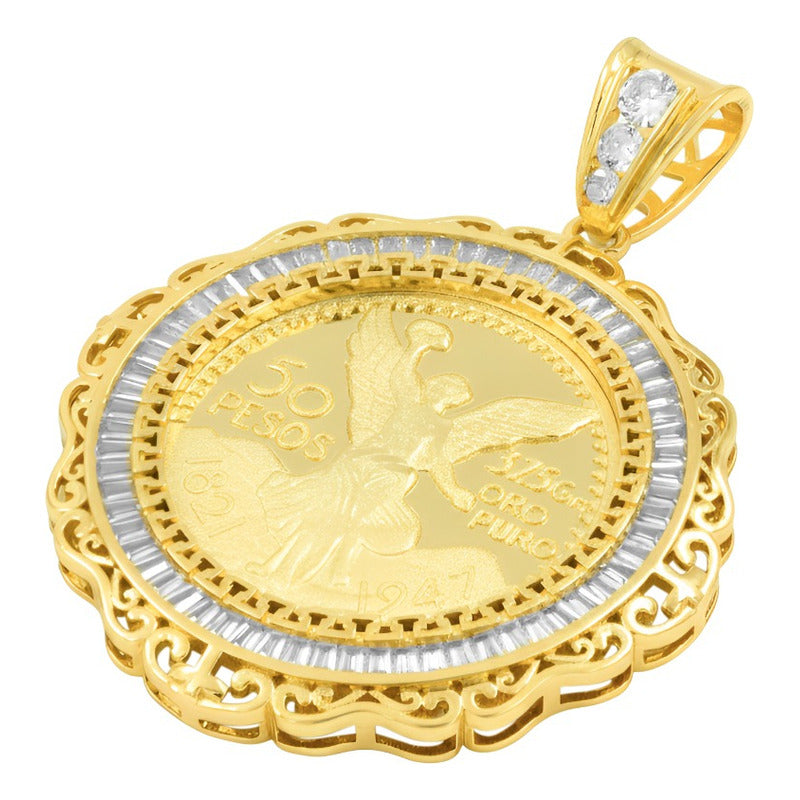 Dije Centenario Grecas Oro Laminado 14k 7.5 Cm Patria México Amarillo