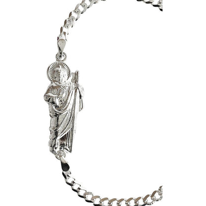 Pulsera San Judas Tadeo Liso Esclava Plata Solida Ley 925
