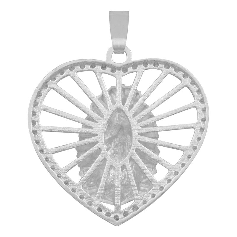 Dije Corazón Virgen Guadalupe Zirconias Amor Mujer Plata 925