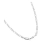 Cadena Figaro 3x1 Diamantada Unisex Plata 925 70 Cm X 4 Mm Plateado