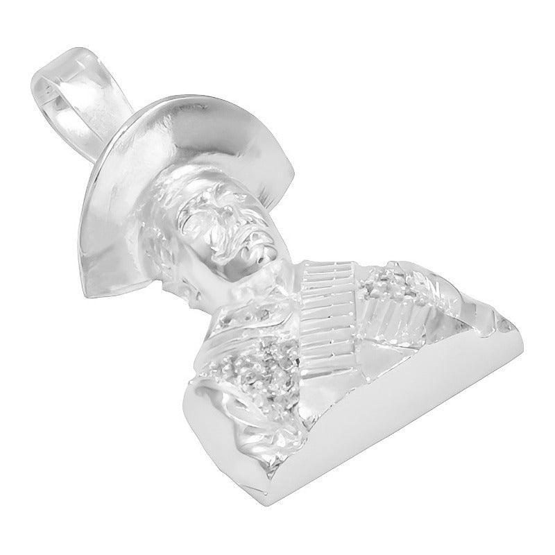 Dije Busto Emiliano Zapata Zirconias México Patria Plata 925 Plateado