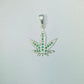 Dije Medalla De Planta Cannabis Zirconias Plata Solida 925