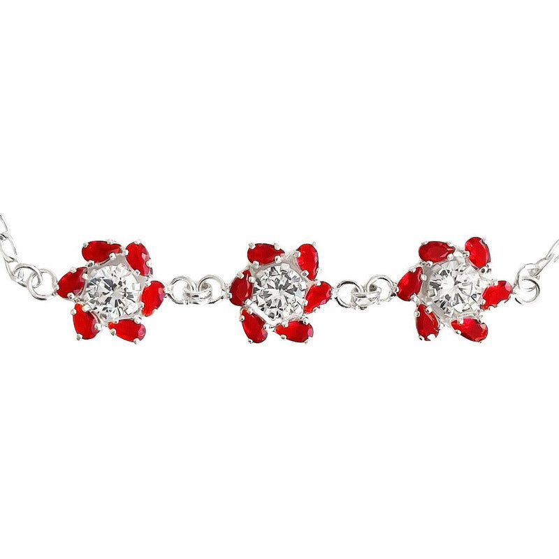 Pulsera Flores Con Zirconias Amor Regalo Plata Ley 925
