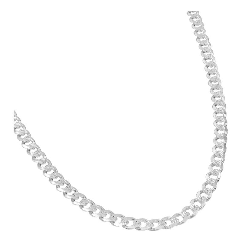 Cadena Cubana Diamantada Barbada Hombre Plata925 65cm X 6mm Plateado