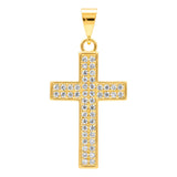 Dije Cruz De Oro Laminado 14k Con Piedra Central  4.2 Cm Amarillo