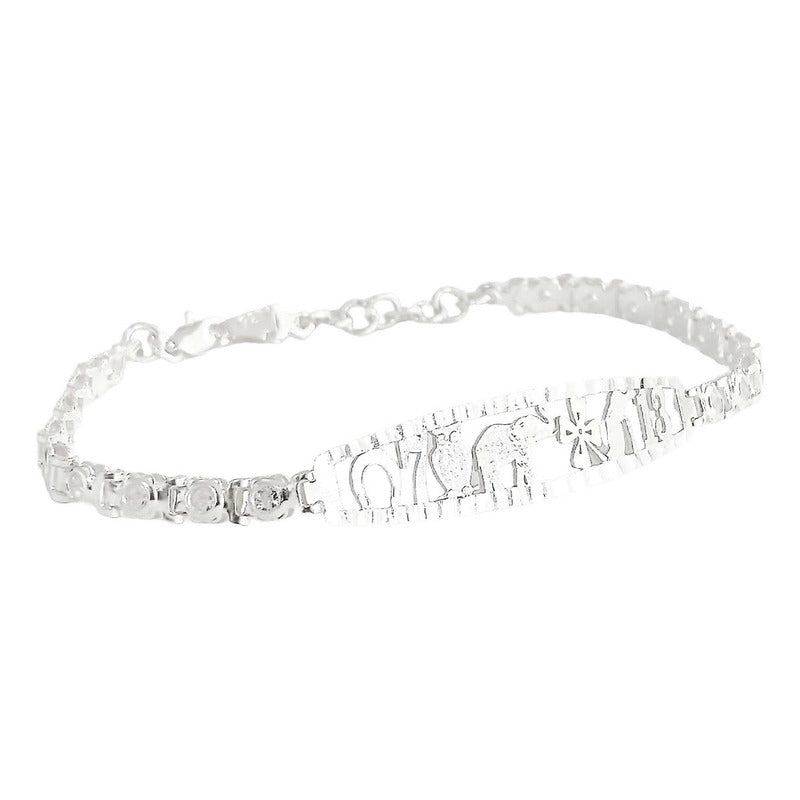 Pulsera Ajustable De La Suerte Con Zirconias En Plata 925