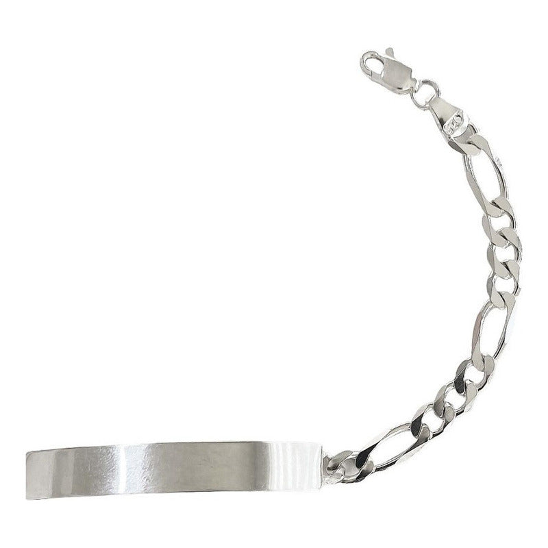 Esclava Hombre Pulsera Fígaro Plata 925 Placa Lisa 6 Mm