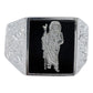 Anillo Diamantado San Judas Piedra Onix Hombre Plata 925