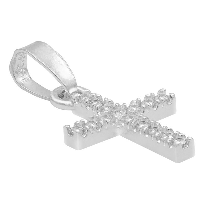Mini Dije Cruz Pequeña Zirconia Niños Regalo Plata 925 2.2cm