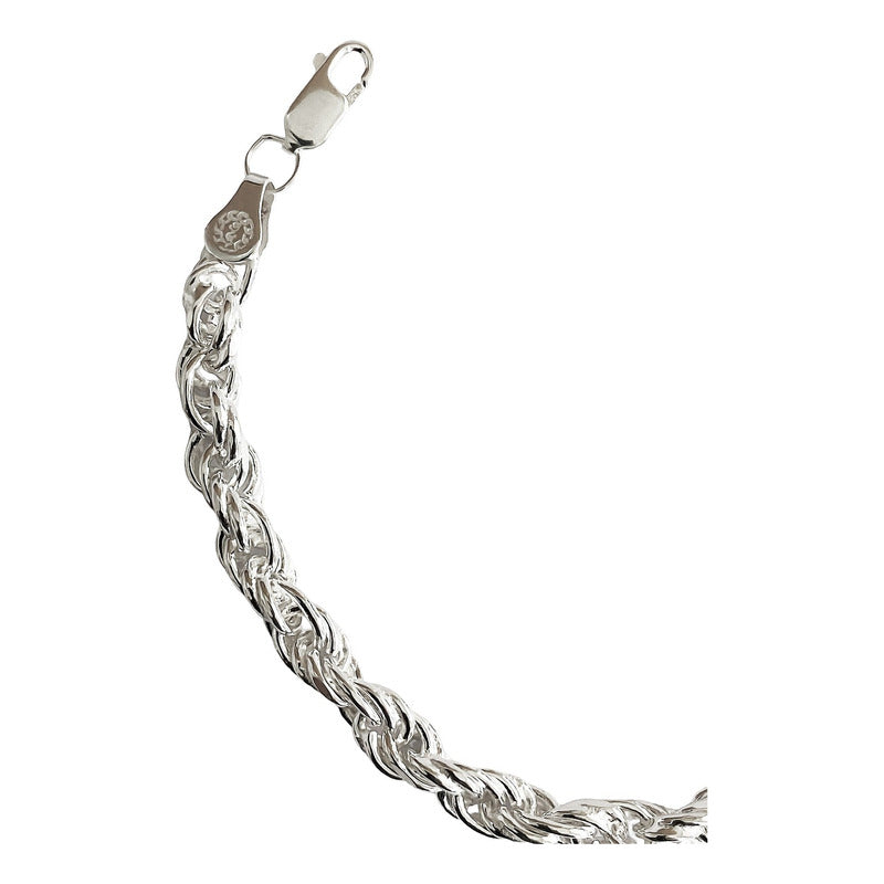 Pulsera Gruesa Torzal Hombre Plata Solida Ley 925 5 Mm