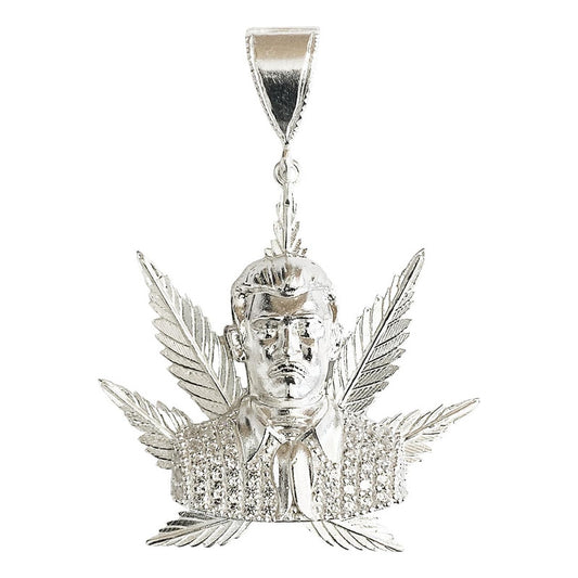 Dije Grande Jesús Malverde Cannabis Zirconias Plata Ley 925