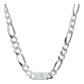 Cadena Diamantada Artesanal Figaro 3x1 Plata 925 75cm X 7mm