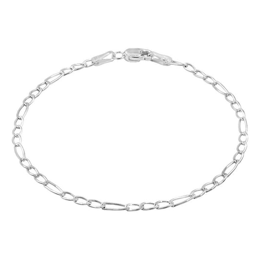 Pulsera Fígaro 3x1 Clásica Plata 925 Mujer Regalo 2 Mm 12 Cm Plateado
