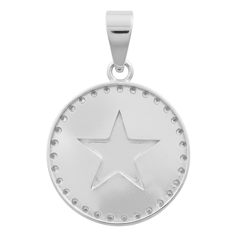 Dije Tetragrammatón Plata 925 Zirconias 3 Cm Amuleto Unisex Blanco