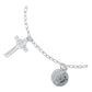 Pulsera Ajustable San Benito Pequeña Medallas Plata Ley 925