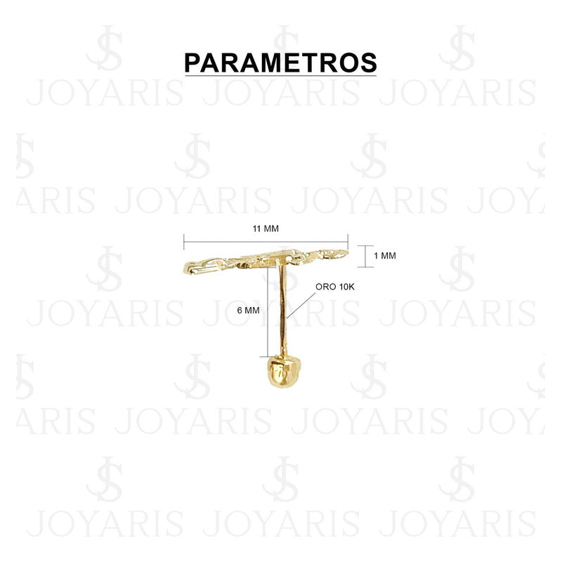 Broquel Arete Santa Muerte Troquel Lisa Mujer Regalo Oro10k Alto/ancho 9 Mm X 11 Mm