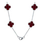 Cadena Con Dijes Trebol Esmaltado Corridos Plata 925 65 Cm