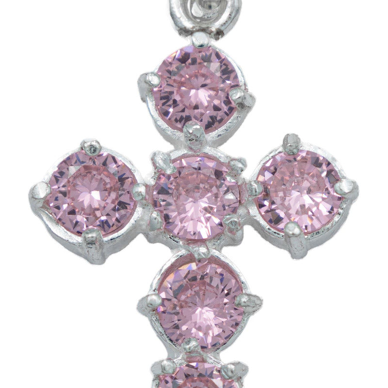 Dije Cruz Catolica De Zirconias Mediano Mujer Plata 925