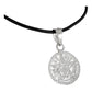 Collar Caucho Dije Medalla Tetragramaton Diamantado Plata925 Blanco