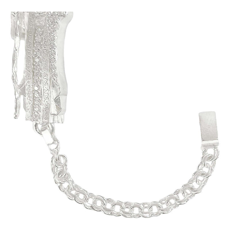 Pulsera Santa Muerte Esclava Zirconias Plata Solida Ley S925