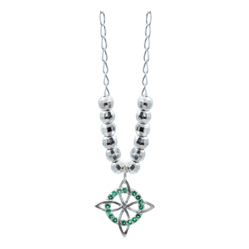 Collar Mini Nudo De Bruja Zirconia Bolita Diamtada Plata 925