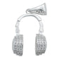 Dije Audifonos Auriculares Gamer Plata Zirconias Plata 925 Plateado Alto/ancho 4 Cm X 2 Cm