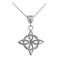 Collar Dije Nudo Bruja Plano Zirconia Flor Estrella Plata925