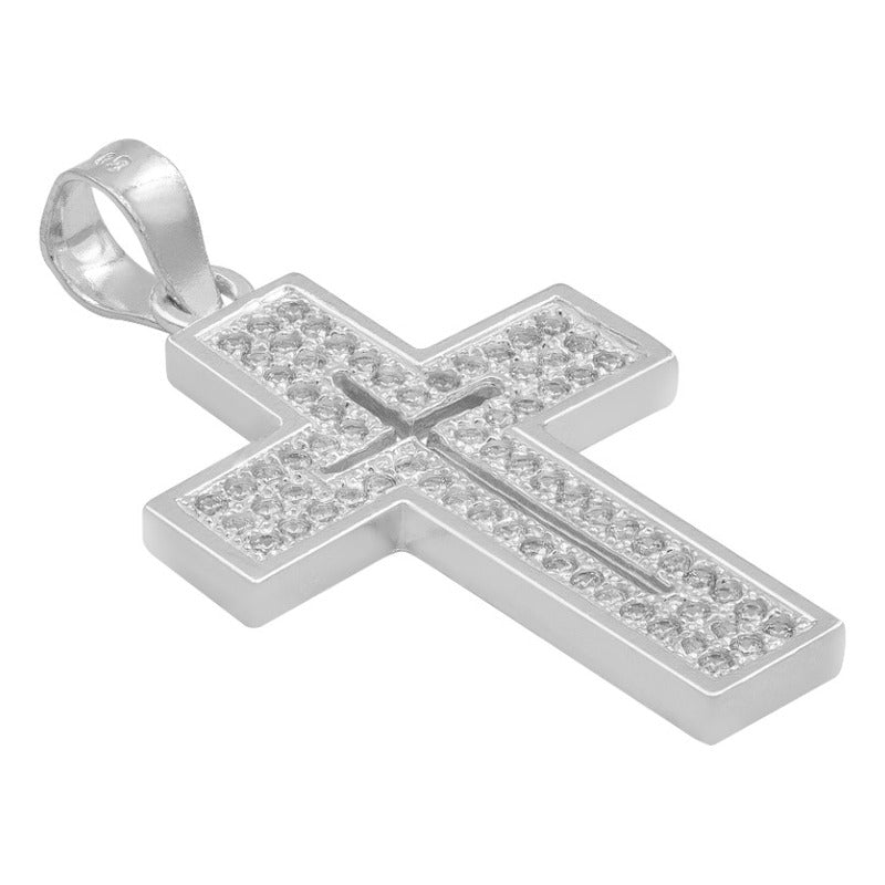 Dije Cruz Zirconias Hombre Mujer Regalo Plata 925 3.2 Cm