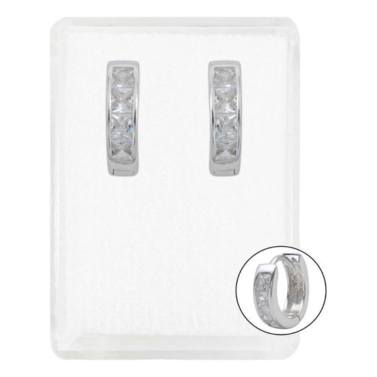 Arracadas Huggies Medianas 4 Zirconias Mujer Plata 925