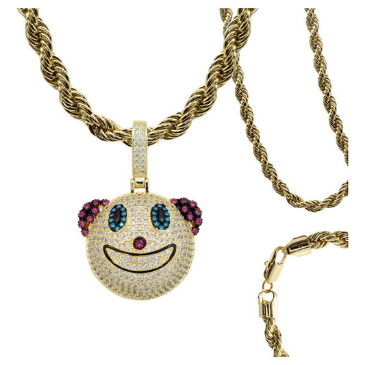 Dije Hombre Payaso Hiphop Piedra+ Cadena Regalo Chapa Oro14k