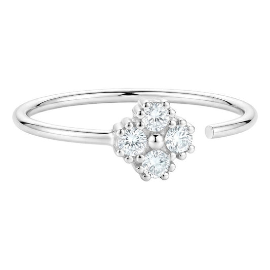 Piercing Aro Abierto De Plata 925  Trébol Zirconias Mujer