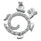 Dije Mediano Tortuga Zirconias Mar Regalo Plata Ley 925 Blanco Alto/ancho 3.2 Cm X 2.3 Cm