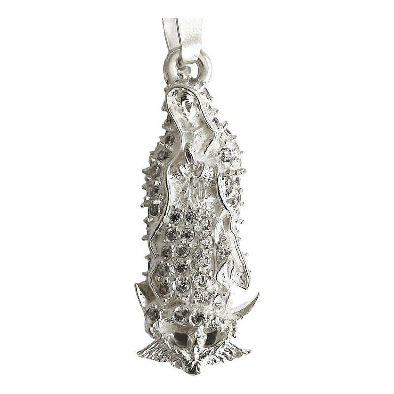 Dije Virgen De Guadalupe Mexico Zirconias Plata Ley 925 4 Cm