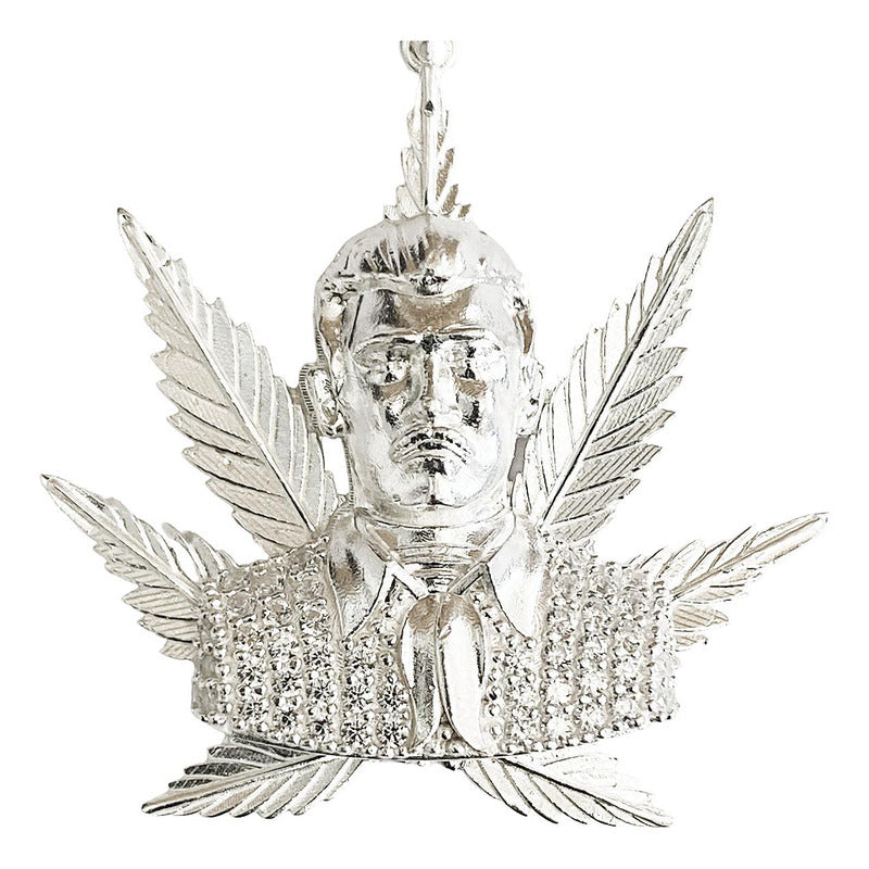 Dije Grande Jesús Malverde Cannabis Zirconias Plata Ley 925