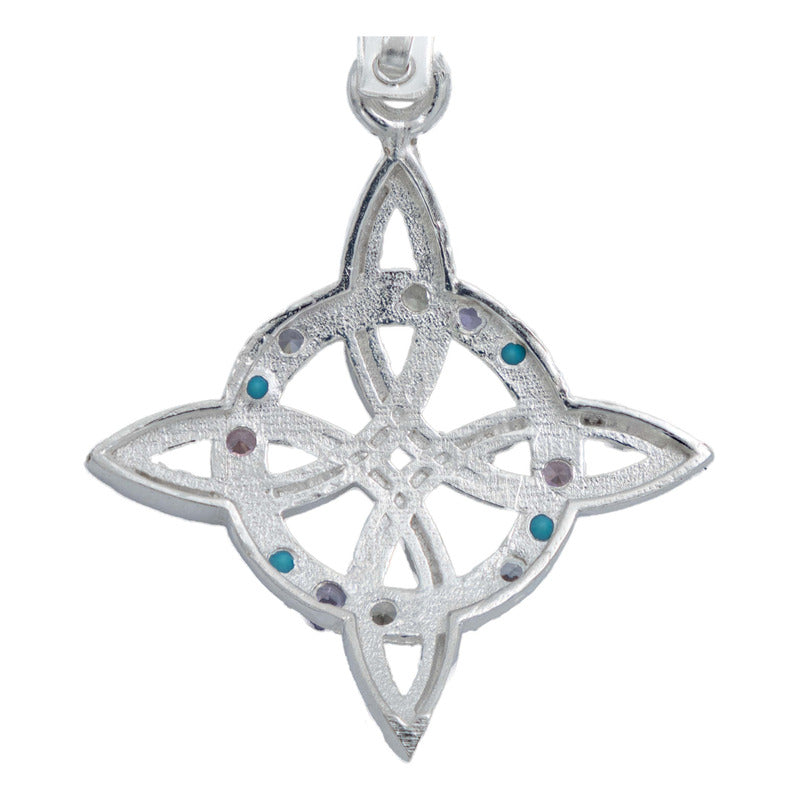 Dije Nudo De Bruja Plano Con Zirconias En Plata Ley 925