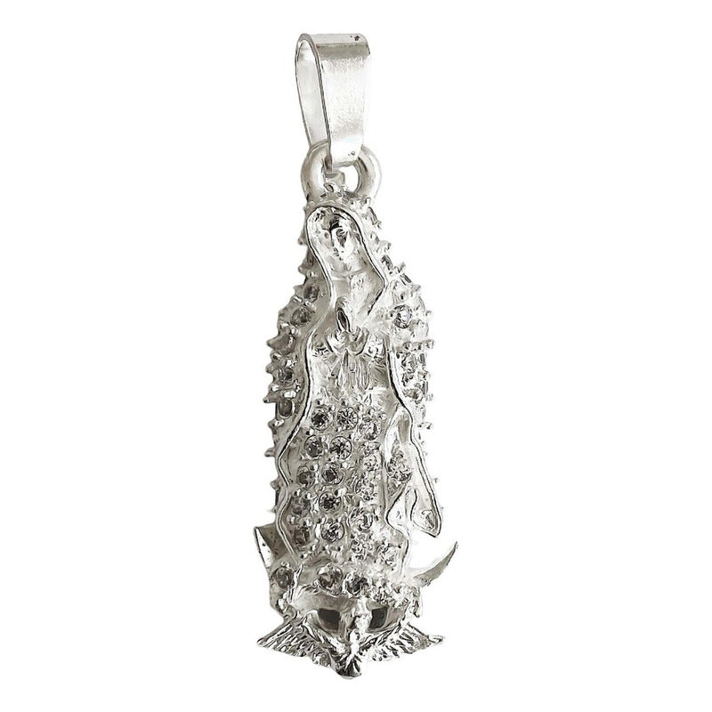 Dije Virgen De Guadalupe Mexico Zirconias Plata Ley 925 4 Cm