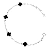 Pulsera Ajustable Trébol Mujer Regalo Plata 925 20 Cm Negro 20 Cm