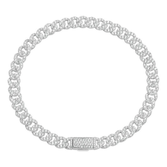 Pulsera Cubana Miami Zirconias Mujer Hombre Caja Plata S925 Plateado 6 Cm 20 Cm
