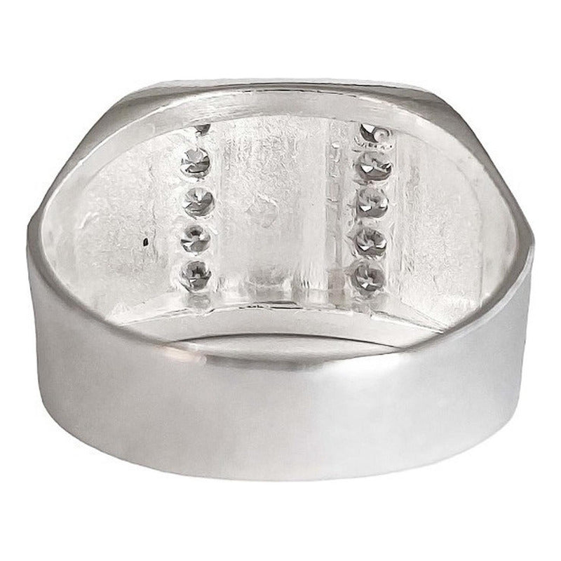 Anillo De Cuadro San Judas Tadeo Con Zirconias Plata Ley 925