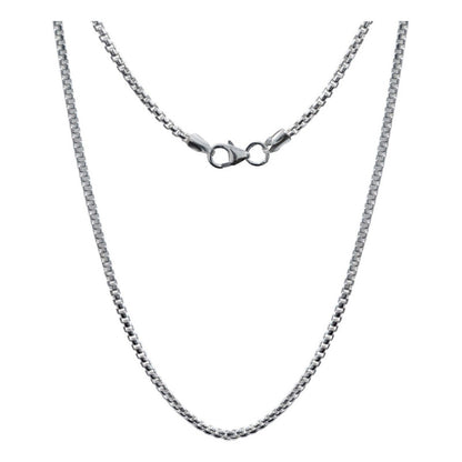 Cadena Collar Box Cubo Unisex Plata Italy 925 60cm X 2mm