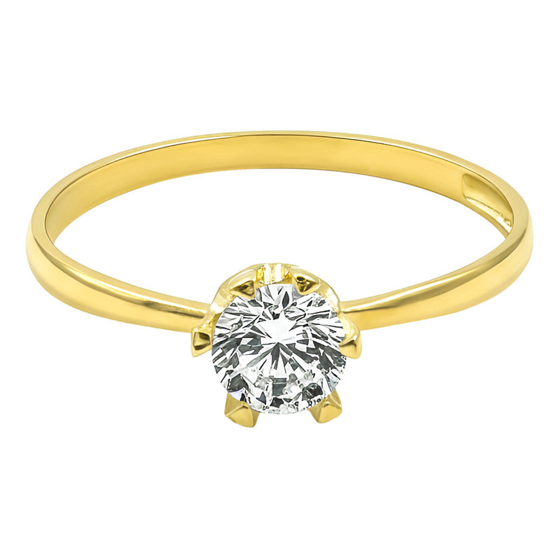 Anillo Promesa Matrimonio Compromiso Regalo Solitario Oro10k - Dorado - 7