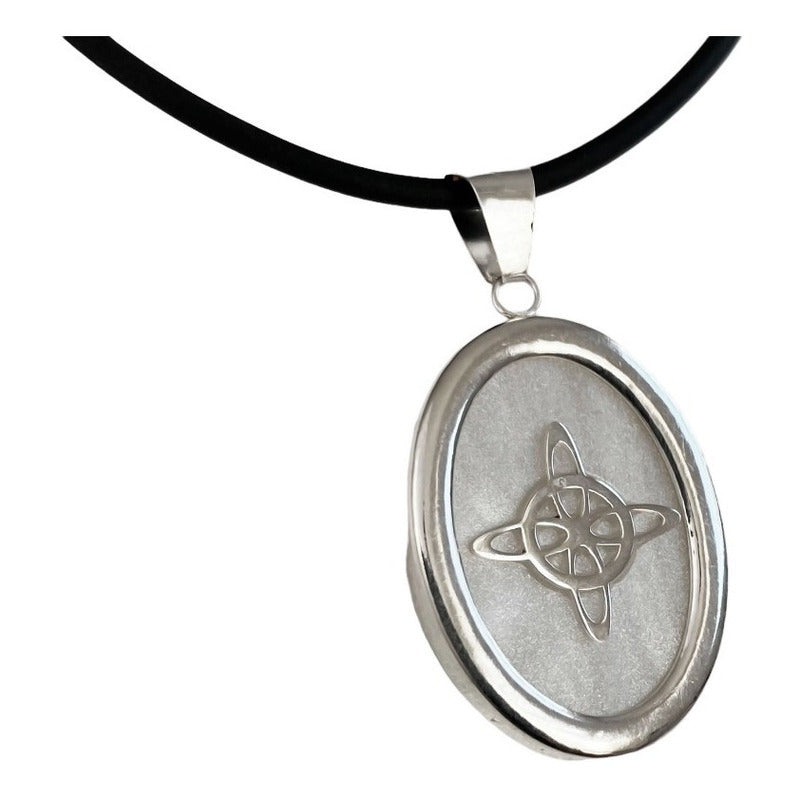 Collar Ajustable Caucho Nudo De Bruja Encapsulada Plata 925