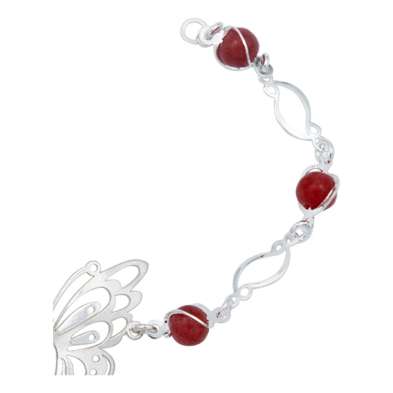 Pulsera Mariposa Primavera Piedra Natural Mujer Plata 925
