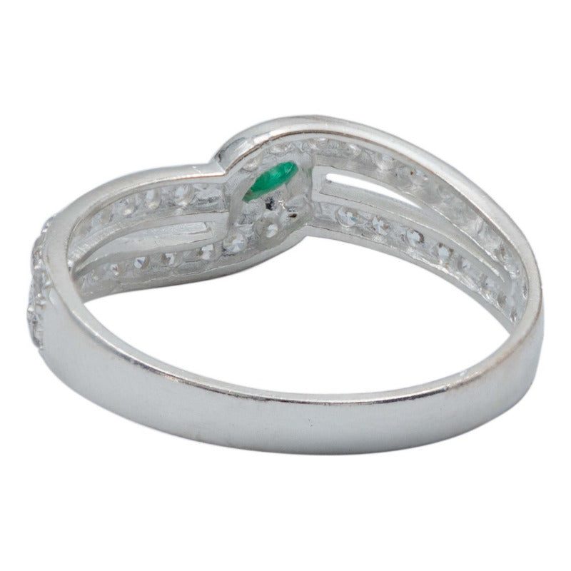 Anillo Mujer Promesa Amor Plata Esmeralda Certificado 0.15ct