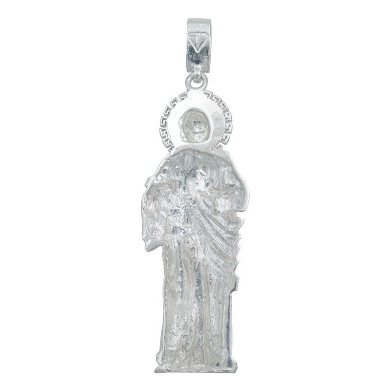 Dije Grande San Judas Liso Artesanal  Plata Ley 925  8.5 Cm